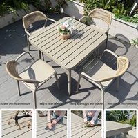 Ensemble table et chaises d'extérieur design nordique, étanche, empilable, en alliage d'aluminium, pour cour, villa, jardin, balcon, loisirs