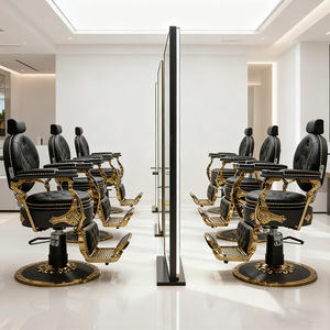 Poltrona da Barbiere di Lusso Classica Nera <span class=keywords><strong>e</strong></span> <span class=keywords><strong>Oro</strong></span> per Salone di Bellezza <span class=keywords><strong>e</strong></span> Parrucchiere - Product Image 3