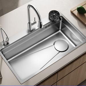 Évier de cuisine à motif grain de riz, grand bac unique multifonctionnel pour le lavage de la vaisselle et des légumes, en acier inoxydable 304 - Product Image 1