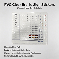Autocollants de signalisation tactile en PVC transparent personnalisables, étiquettes braille, modèle 011, origine CN, pour la maison, la cuisine, la buanderie et les espaces publics