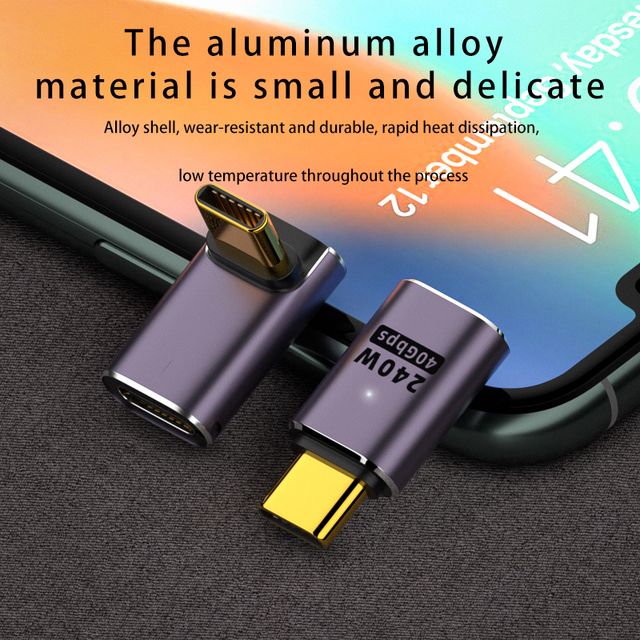 40Gbps 8K 60Hz 240W Type C 90 Degree Adapter up Down Side Bend USB C Adapter