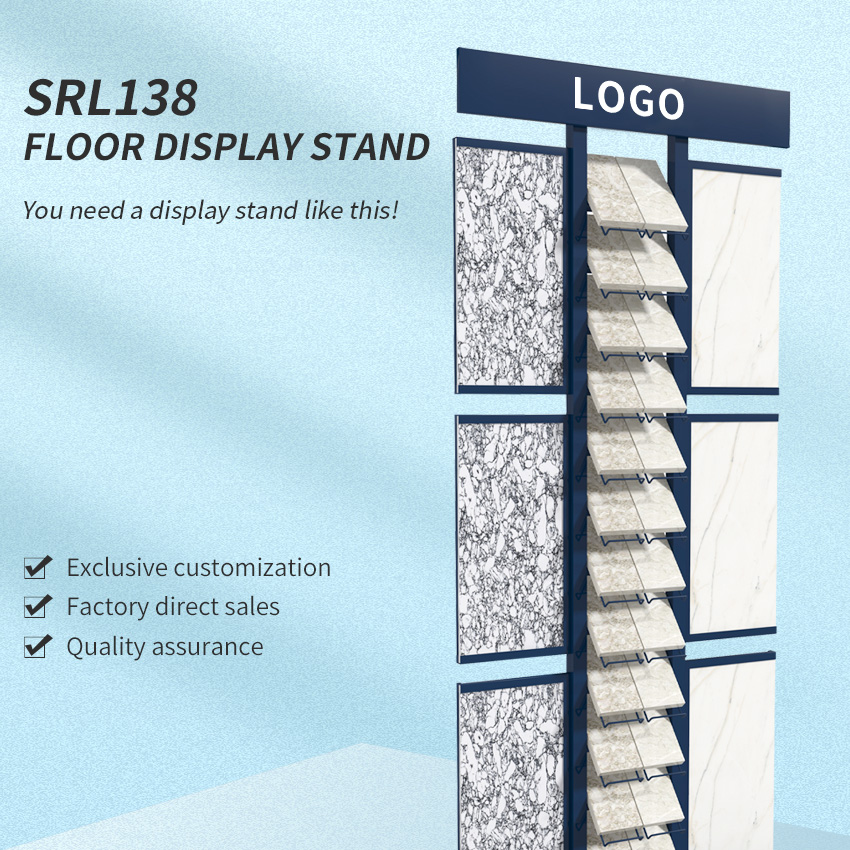 Hot Sale SRL138 Floor Standing Marble Stone Floor Ceramic Unit Showroom Metal Display Racks Granite Tiles Display Rack Stand