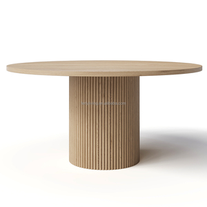 आधुनिक दौर डाइनिंग टेबल ठोस लकड़ी 5-टुकड़ा डाइनिंग रूम घर कार्यालय विला असेंबली के लिए टिकाऊ फर्नीचर सेट - Product Image 2