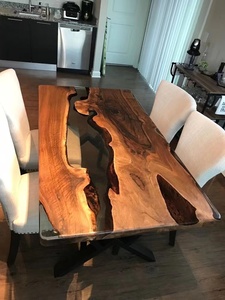 Ultimo personalizza Design speciale ristorante mobili da cucina <span class=keywords><strong>in</strong></span> legno di noce fiume tavolo da pranzo lastra <span class=keywords><strong>in</strong></span> resina epossidica - Product Image 6