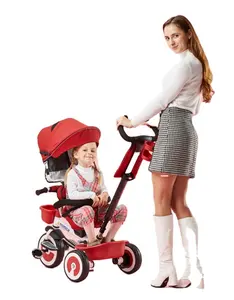 T308 di lusso a quattro ruote bambino triciclo Turn Around sistema, Design pieghevole, e regolabile genitore Push maniglia-bambino triciclo