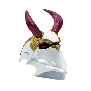 Casco de Dragón con Cuernos Rojos, Chapado en Oro Blanco, Decoración Artística de Metal Fundido, Coleccionable de Personajes de Cine y Televisión - Product Image 4
