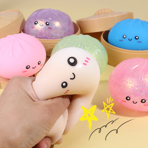 Jouet anti-stress créatif en forme de boulette simulée, en TPR à rebond lent, avec paillettes, type Baozi - Product Image 4