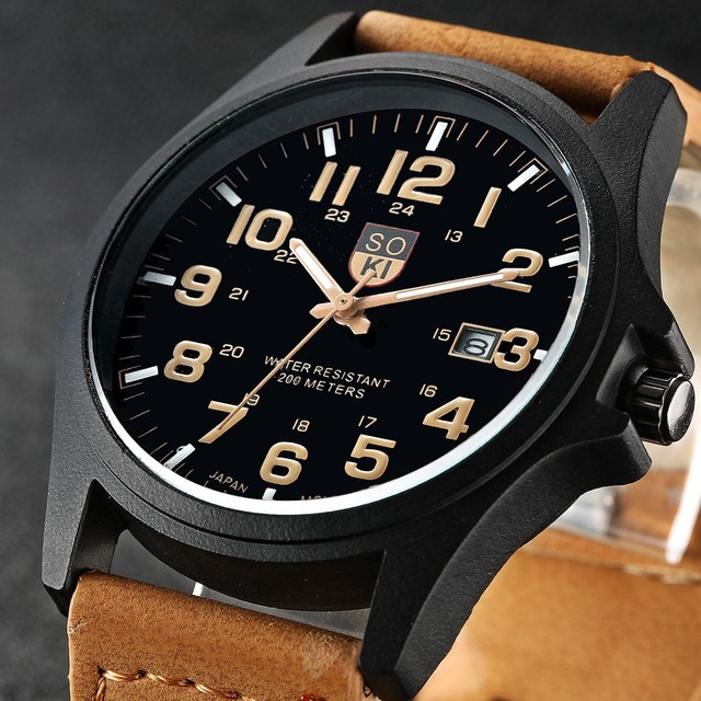 Brand Sport Watches Fashion Casual Quartz Watch Leather Analog Men 2019 New SOKI Luxury Wristwatch Relogio Masculino