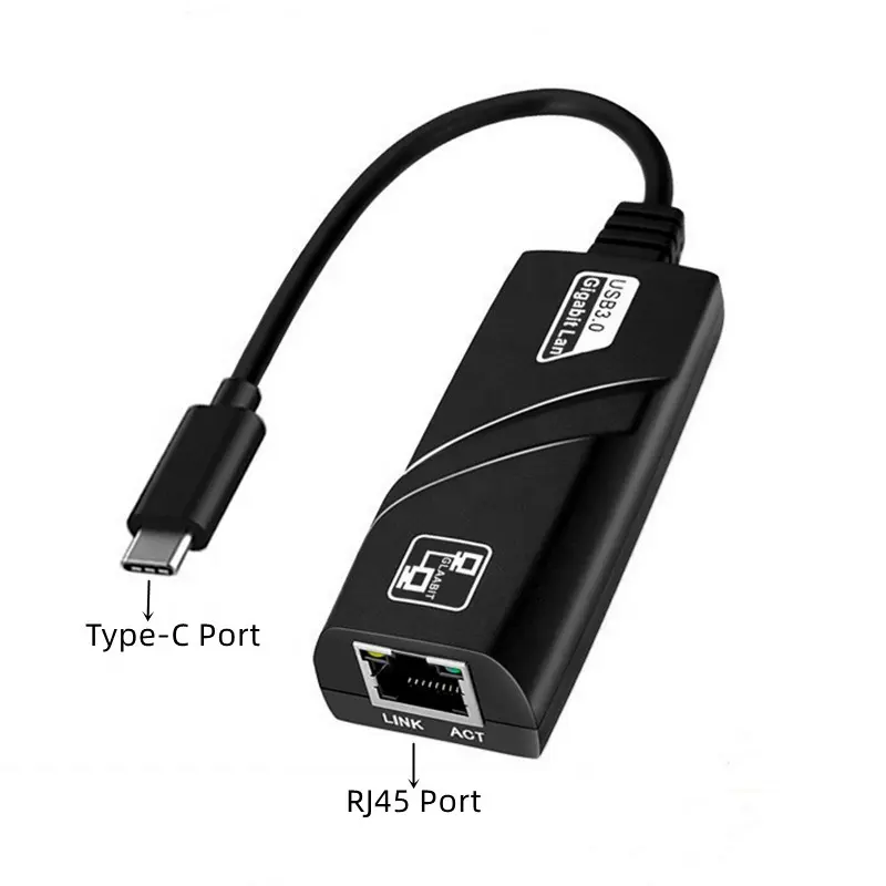 10/100/1000Mbps USB3.0 Type-C To Rj45 Lan Ethernet Adapter Network Card for PC Laptop