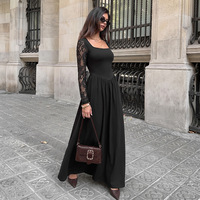 Fabricants de vêtements avec robes longues vintage à col carré en dentelle pour femmes et robes maxi élégantes pour les soirées