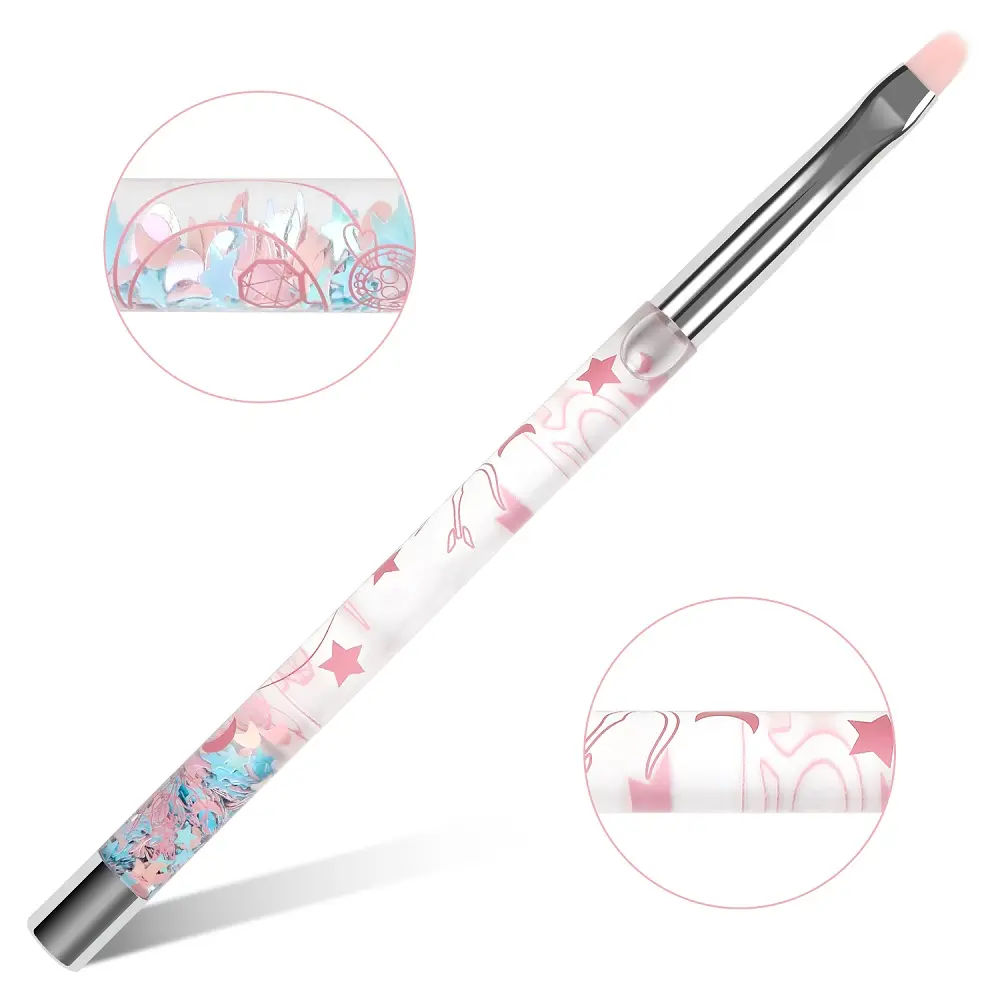Sailor Moon Pink Sequin Liquid Handle Acrylic Kolinsky Nail Acrylic Art Brush Set Painting UV Gel Nail Liner Brush