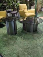Meubles de salon modernes, ensemble de tables basses en verre trempé, base en acier inoxydable, table à thé ronde, prix de gros, usine de Foshan