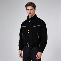 Blouson de motard américain vintage années 80 pour homme, en toile robuste vieillie, marron foncé, avec ceinture, col montant, coupe-vent, respirant, fermeture éclair