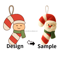 Canne de décoration en peluche de Noël personnalisée Ornement en peluche personnalisé avec visage de Père Noël pour la promotion et l'affichage au détail