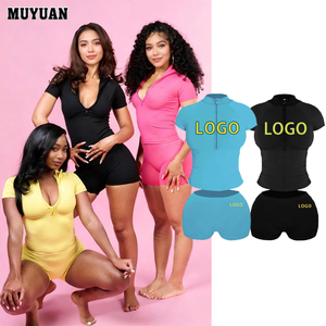 <span class=keywords><strong>Conjunto</strong></span> Deportivo de 2 Piezas para <span class=keywords><strong>Mujer</strong></span>, Estilo Y2K, Chaqueta con Media Cremallera y Pantalones Cortos, Verano, Spandex y Algodón, Atuendo Informal a la Moda, Logotipo Personalizado - Product Image 1