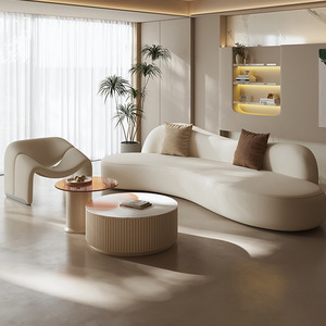 Divano Moderno Nordico in Tessuto per Soggiorno, Divano Curvo Minimalista per Piccole Famiglie, Personalizzabile, <span class=keywords><strong>Essenziale</strong></span> per il Soggiorno - Product Image 2