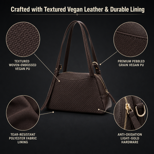 Bolso de Hombro Tipo Hobo de Piel Sintética Marrón con Patrón de Lichee, Textura Tejida, Dos Correas, Cierre de Cremallera, Estilo Vintage para Mujer, Uso Diario - Product Image 5