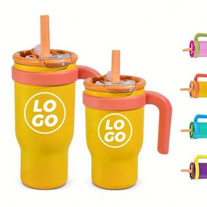 Gobelet isotherme sous vide en acier inoxydable 18/8 de 17 oz pour enfants avec poignée, couvercle à paille et base en silicone - Porte-gobelet - Product Image 2