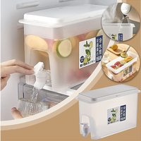 Carafe à eau rectangulaire en PP de 4 L avec robinet, infuseur à citron, écologique, sans BPA, distributeur de boissons pour réfrigérateur, couvercle, infuseur à glace