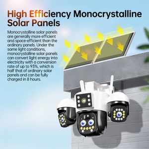 Caméras solaires 4G à 4 objectifs réels, 3 écrans, AOV 24/7, toujours connectées, faible consommation d'énergie, caméra de sécurité solaire sans électricité/réseau - Product Image 3