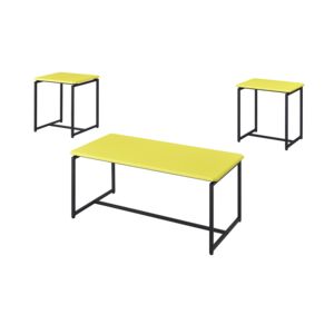 Juego de mesa de café y auxiliar de 3 piezas DB GT en diseño de envoltura de fibra de carbono amarillo para sala de estar - Product Image 2