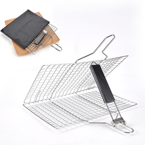 Cesta plegable para asar pescado con pinza, red para asar a la parrilla, parrilla plegable con cierre, canasta para parrilla, herramientas de cocina para camping y picnic - Product Image 1