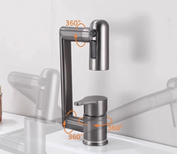 Robinet de lavabo universel rotatif en acier inoxydable 304, mitigeur eau chaude et froide, 360 degrés, trois modes, pliable