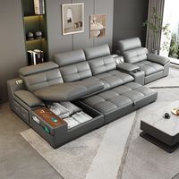 Juego de Muebles de Sala de Estar Multiusos, Sofá Inteligente Reclinable de Cuero, Ahorro de Espacio, Moderno y Personalizado