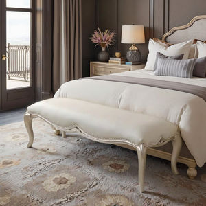 Banc d'extrémité de lit en bois de chêne chic nord-américain avec <span class=keywords><strong>cuir</strong></span> nappa idéal pour les retraites de chambre à coucher confortables - Product Image 4