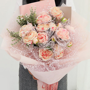 Fournitures pour fleuristes : <span class=keywords><strong>Voile</strong></span> en tulle arc-en-ciel à pois de neige pour emballage de bouquets de roses faites à la main en gros - Product Image 5