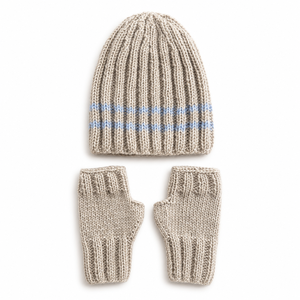 Kit de tricot DIY pour chapeau et moufles en fil neutre motif Dune de sable avec aiguilles circulaires et aiguille à tapisserie pour débutants - Dune de sable - Product Image 4
