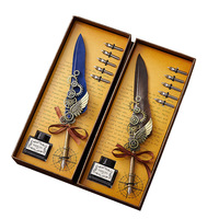 Ensemble de stylos plume anciens, boîte cadeau de papeterie steampunk, stylo plume mécanique gothique avec 5 pointes pour cadeau de mariage