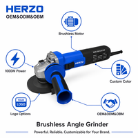 Meuleuse d'angle industrielle sans balais HERZO 1000W avec interrupteur à palette, machine de découpe et de meulage portable DIY, filaire 230V, diamètre 125mm