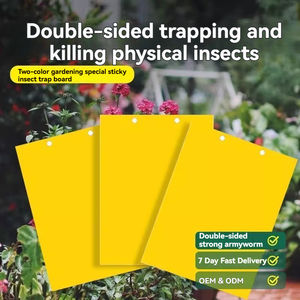 ランパイ使い捨てエコフレンドリー20×10cm黄色粘着害虫捕獲板、農場の飛ぶ植物蠅、果物蠅、昆虫を捕獲するための粘着カード - Product Image 1