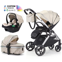 Poussettes pour bébés. Poussette de luxe 3-en-1 pliable avec siège auto haute visibilité et landau – Vente en gros