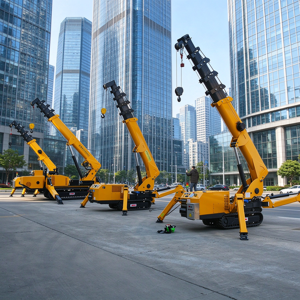 Brand Position Slide Electric Spider Crane with Hydraulic Boom Control for Indoor Glass ...