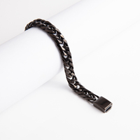 Bijoux de Hip-Hop en acier inoxydable pour hommes, en plaqué or, argent, noir, Double boucle, épais