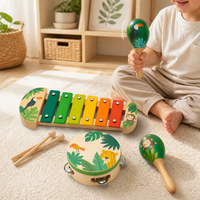 Ensemble d'instruments de musique en bois sur le thème des animaux, jouets Montessori en bois, jeu familial, éducation précoce, apprentissage de la conscience rythmique
