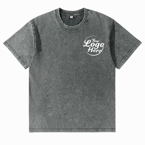 T-shirt lourd de style vieilli 230g 100% coton col rond épaules tombantes hauts pour hommes - Product Image 6