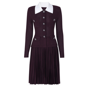 <span class=keywords><strong>Elegante</strong></span> <span class=keywords><strong>Abito</strong></span> da <span class=keywords><strong>Donna</strong></span> di Alta Qualità, Primavera 2026, Nuovo Modello a Tinta Unita, Lavorato a Maglia, Aderente, Maniche Lunghe, Linea ad A con Bottoni a Diamante - Product Image 3