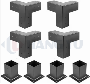 Pérgola recubierta de polvo negro de gran capacidad, soporte de esquina, producto de fabricación de chapa metálica para accesorios de pared de cortina - Product Image 1