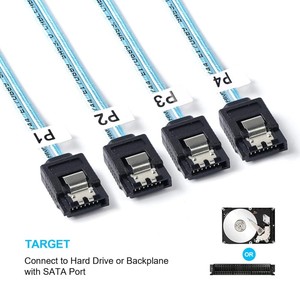 Cable de Conexión Directa Mini SAS HD SFF-8643 <span class=keywords><strong>4i</strong></span> a 4x SATA de 7 Pines - Product Image 6