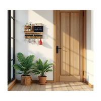Porte-clés mural avec étagère et organiseur de courrier, support pour clés et courrier avec 16 crochets, organiseur d'entrée style ferme