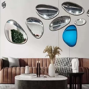 High Quality Mirror Polished Stainless Steel Pebble <strong>Sculpture</strong> Metal Oval Art <strong>Sculpture</strong> for Home Background Lawn Decoration - Product Image 1