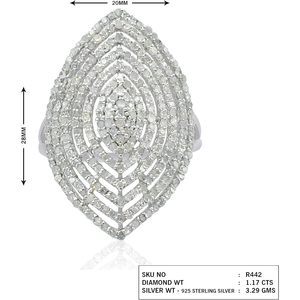 Anillo de Diamantes con Corte Marquesa de Plata de Ley Jewelspaark, 1.17 Ct, Color G, Anillo de Boda para Mujer - Product Image 4