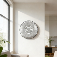 Jam Dinding Analog Desain Art Deco Modern Kaca Cembung Hijau Muda 14 Inci dengan Quartz untuk Toko Butik, Kafe, atau Toko Roti