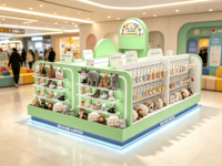 Kiosques en bois personnalisés pour jouets, gondoles tendance pour poupées, présentoirs LED, mobilier commercial pour jouets d'enfants pour centres commerciaux et boutiques avec tiroirs