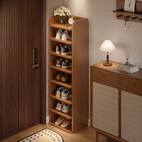 Meuble de salon portable moderne, étagère à chaussures d'angle multi-niveaux en bois, grande capacité de rangement, solution de rangement simple