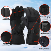 Gants de cyclisme thermiques d'hiver à écran tactile coupe-vent Gants de ski pour la moto, le vélo et le ski.
