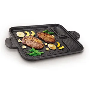 Nouvel arrivage de plaque de barbecue <span class=keywords><strong>grill</strong></span> carré en aluminium, set d'outils de cuisson en bakélite, plaque teppanyaki pour cuisinière à gaz à <span class=keywords><strong>induction</strong></span>, - Product Image 1